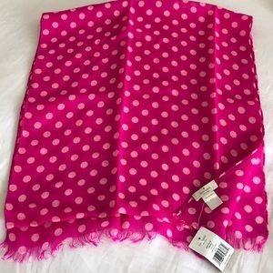 NWT Kate Spade Picture Dot Scarf - bright pink.